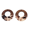 Transparent Resin & Walnut Wood Pendants RESI-TAC0017-74-B02-2