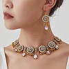 Alloy Rhinestone Bib Necklaces & Dangle Earrings Sets FS-WG6751B-05-1