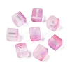 Frosted Glass Beads with Golden Glitter Powder DGLA-NH001-8mm-01J-1