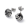 Yarn Ball 316 Surgical Stainless Steel Pave Clear Cubic Zirconia Stud Earrings for Women and Men EJEW-Z050-24AS-01-2