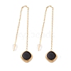 Long Chain with Enamel Rhombus Dangle Stud Earrings EJEW-A067-03G-1