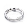 Anti-Tarnish Adjustable Rhodium Plated 925 Sterling Silver Finger Ring Components STER-F048-15P-2