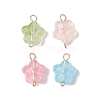 20Pcs Glass Flower Connector Charms PALLOY-JF03140-1