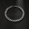 Tarnish Resistant 201 Stainless Steel Curb Chain Bracelets with Lobster Claw Clasps for Men BJEW-P316-01A-P-3