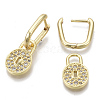 Brass Micro Pave Clear Cubic Zirconia Dangle Huggie Hoop Earrings EJEW-R115-002-NF-4