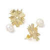 Brass Shell Pearl Stud Earrings for Women EJEW-JE06243-4