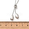 304 Stainless Steel Teardrop Pendant Lariat Necklaces for Women NJEW-U031-01P-3