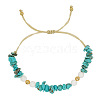 Blue Acrylic Imitation Turquoise Chip Braided Bead Bracelets OH0898-1