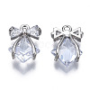 Brass Inlaid Clear Cubic Zirconia Pendants ZIRC-S069-010P-2