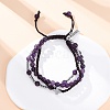 Adjustable Natural Amethyst & Hematite Braided Bead Bracelets BJEW-U035-01C-2