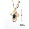 Brass Capri Blue Rhinestone Cute Bear Pendant Necklaces for Women ME0336-1-1