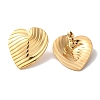 Textured Heart Ion Plating(IP) 304 Stainless Steel Stud Earrings for Women EJEW-L287-018G-2