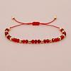 Glass & Brass Round Beads Braided Bead Bracelets RD6595-3-1