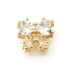 Bowknot Brass Micro Pave Cubic Zirconia Beads KK-Z156-20G-04-1