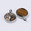 Natural Tiger Eye Pendants G-P350-D08-2