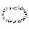 Alloy Wheat Chain Bracelet with Column for Men Women BJEW-N015-010-1