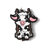 Cute Cow Calf Girl Playing on Swing Silicone Focal Beads SIL-M006-03F-1