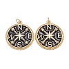 Brass Clear Cubic Zirconia Enamel Pendants ZIRC-C024-01G-2