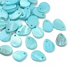 Spray Painted Natural Freshwater Shell Teardrop Charms SHEL-K006-47E-1