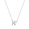 304 Stainless Steel Crystal Rhinestone Initial Pendant Necklaces FS-WGCEFCC-11-1