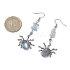 Halloween Alloy Resin Spider Pendants & 304 Stainless Steel Dangle Earrings for Women EJEW-JE06233-3