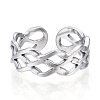 304 Stainless Steel Wave Open Cuff Ring RJEW-N040-36-2