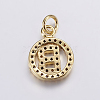 Long-Lasting Plated & Rack Plating Brass Micro Pave Cubic Zirconia Letter Charms ZIRC-A007-04B-G-2