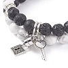 Key & Lock Alloy Charms Bracelets Set for Couples BJEW-TA00067-5