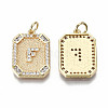 Brass Micro Pave Clear Cubic Zirconia Pendants KK-S356-234F-G-NF-2