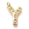 Brass Micro Pave Clear Cubic Zirconia Pendants KK-G521-01G-Y-1