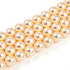 UV Plating Pearlized Glass Pearl Beads Strands GLAA-F128-01B-T6-2