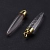 Natural Quartz Crystal Brass Pointed Pendants G-B025-02LG-04-4