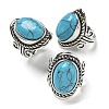 Synthetic Turquoise Adjustable Rings RJEW-I108-01AS-15-5