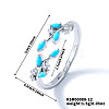 Exquisite Brass Cubic Zirconia Willow Leaf Cuff Rings for Women UN6923-12-1