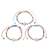 Cross & Round Acrylic Braided Bead Bracelets BJEW-JB10239-02-1