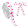 25 Yards Polyester Pink Breast Cancer Awareness Printed Grosgrain Ribbon OCOR-PH0005-34-1