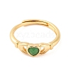 Hand with Heart Natural Mixed Stone Adjustable Rings RJEW-Q817-06G-3