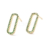 Green Cubic Zirconia Open Oval Stud Earrings EJEW-F282-38G-1