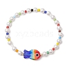 Round Shell Pearl Beads & Glass Seed Beads Stretch Bracelets BJEW-TA00637-2