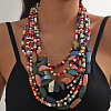 Bohemian Style Wood Geometric Beaded Multilayer Necklaces for Women WG33684-02-1