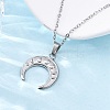 Double Horn 304 Stainless Steel Pendant Necklaces NJEW-M096-09P-5