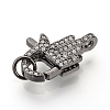 Brass Micro Pave Cubic Zirconia Lobster Claw Clasps ZIRC-S058-14B-1
