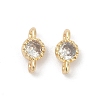 Brass Cubic Zirconia Flat Round Connector Charms KK-H204-02KCG-04-1