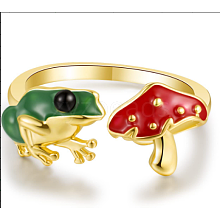 Frog & Mushroom Alloy Open Cuff Ring for Women JR943A