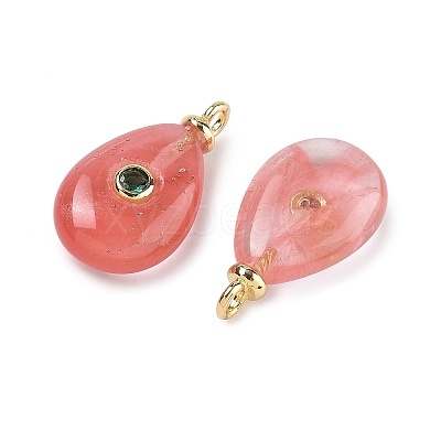 Cherry Quartz Glass Pendants KK-C251-01A-02-1