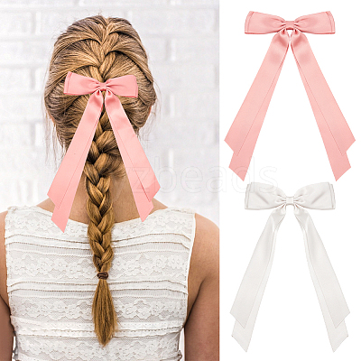 Big Bowknot Polyester Alligator Hair Clips AJEW-CP0008-42B-01-1