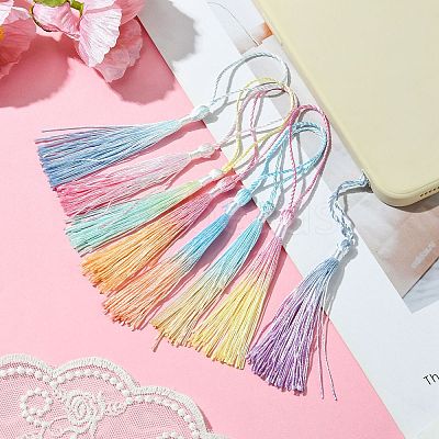 30Pcs Gradient Polyester Tassel Pendant Decoration HJEW-CJ0001-10-1