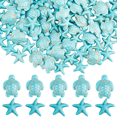 200Pcs Dyed Synthetic Turquoise and Howlite Beads G-SC0002-42-1