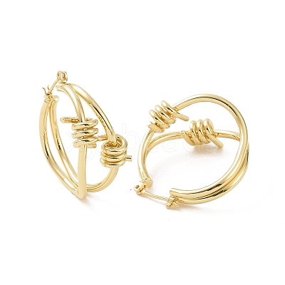 Brass Thorns Beaded Hoop Earrings for Women EJEW-F303-09G-1