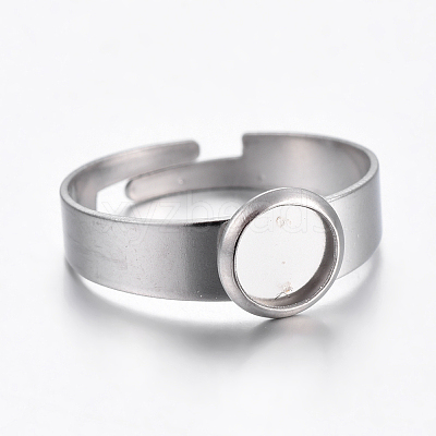 Tarnish Resistant Adjustable 304 Stainless Steel Finger Rings Components LS-STAS-G187-01P-6mm-1